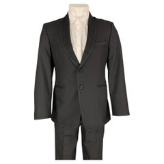 THOM BROWNE for NEIMAN MARCUS Size S Black on Black Herringbone Tuxedo Suit