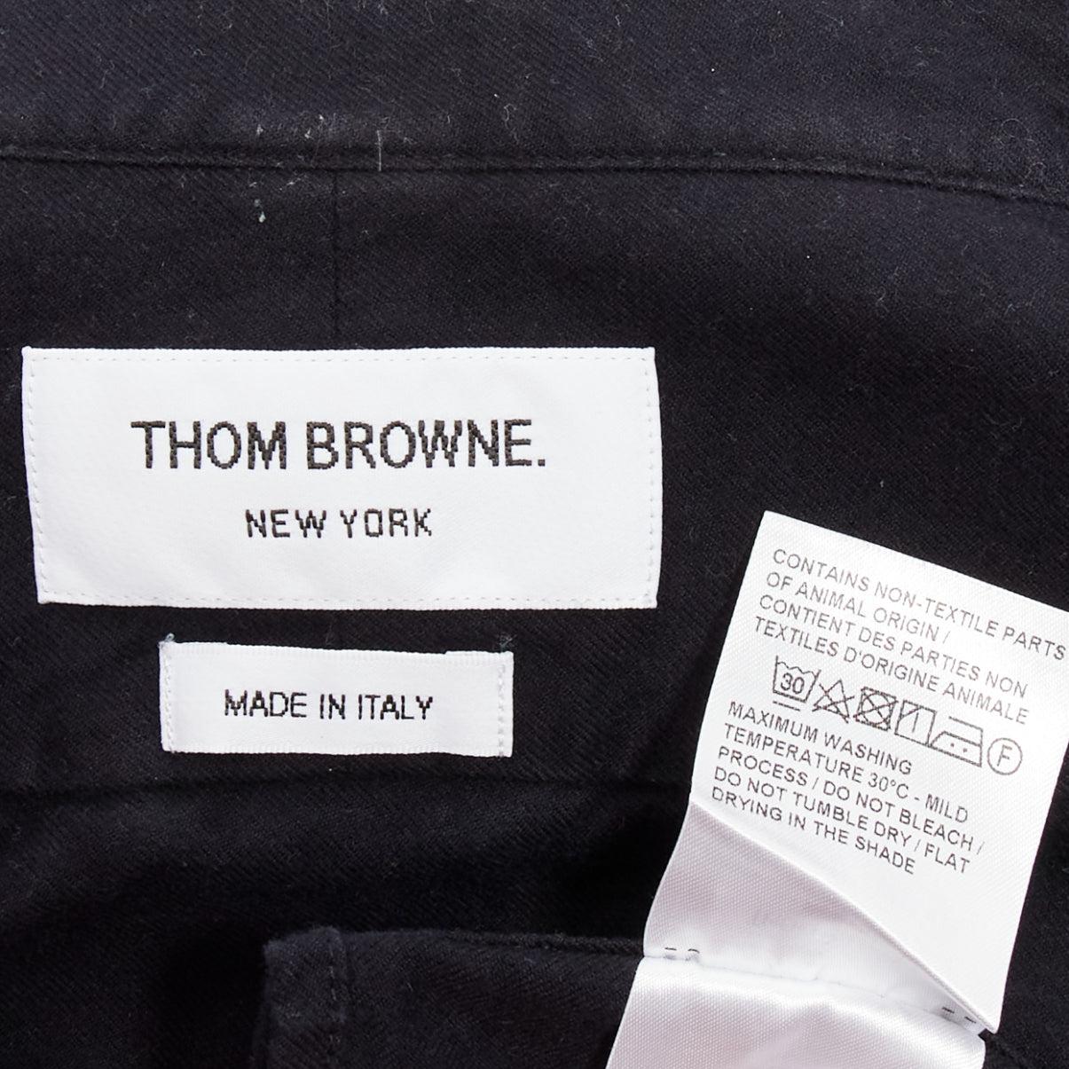 THOM BROWNE Four Bar black grey cotton classicTB tab shirt JP2 M For Sale 4