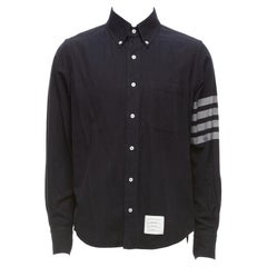THOM BROWNE Four Bar black grey cotton classicTB tab shirt JP2 M