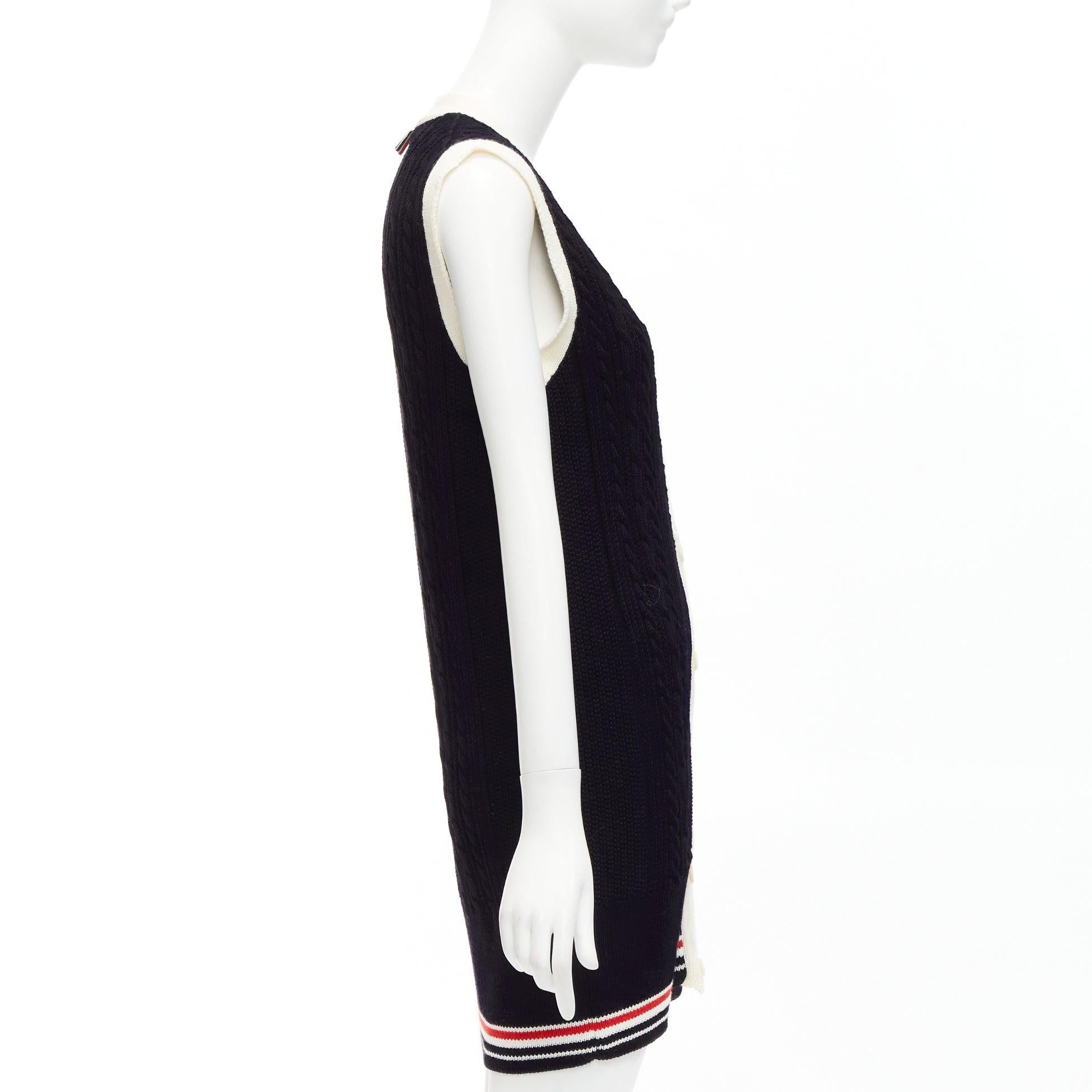 Women's THOM BROWNE fun mix irish cable merino wool elongated vest IT40 S For Sale