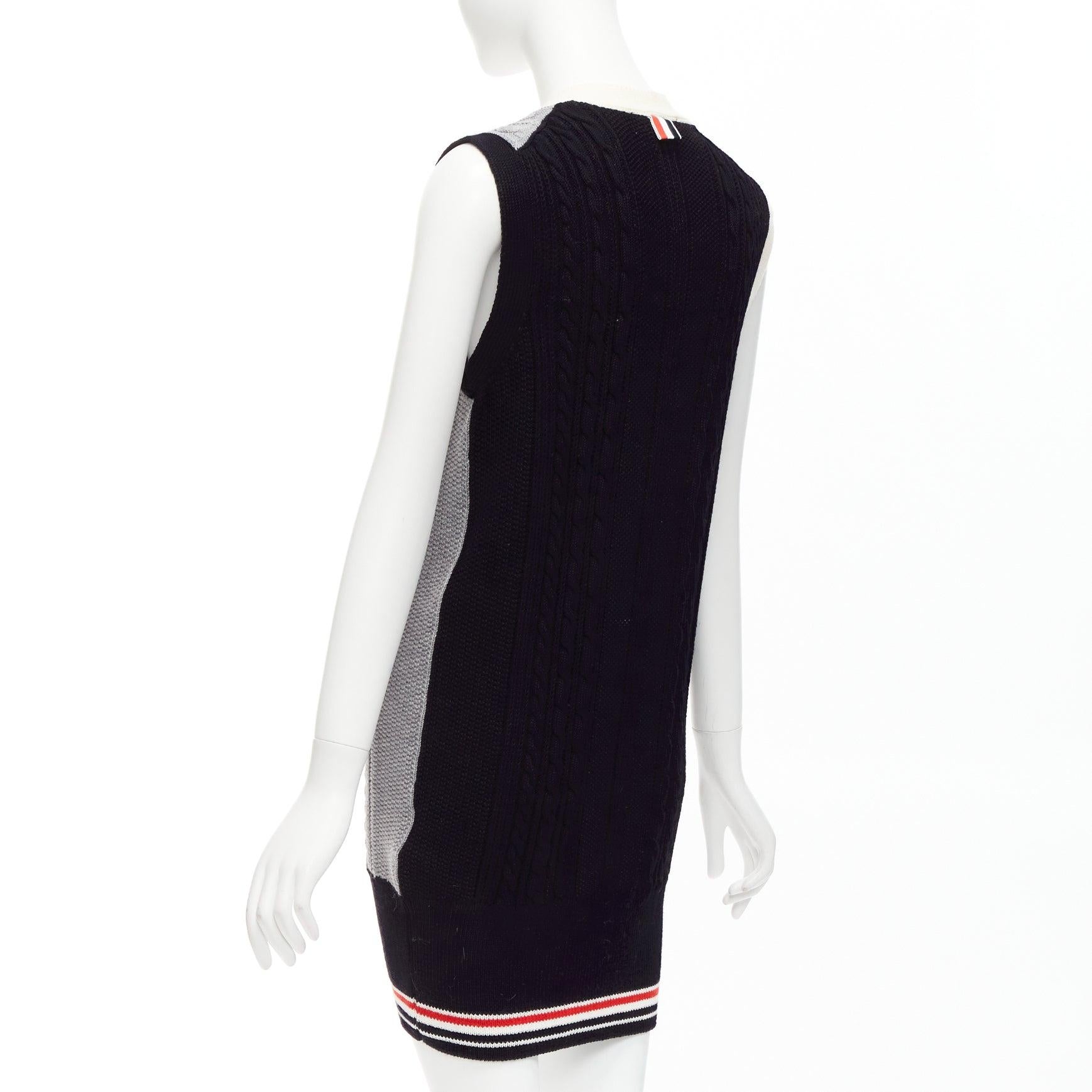 THOM BROWNE fun mix irish cable merino wool elongated vest IT40 S For Sale 2