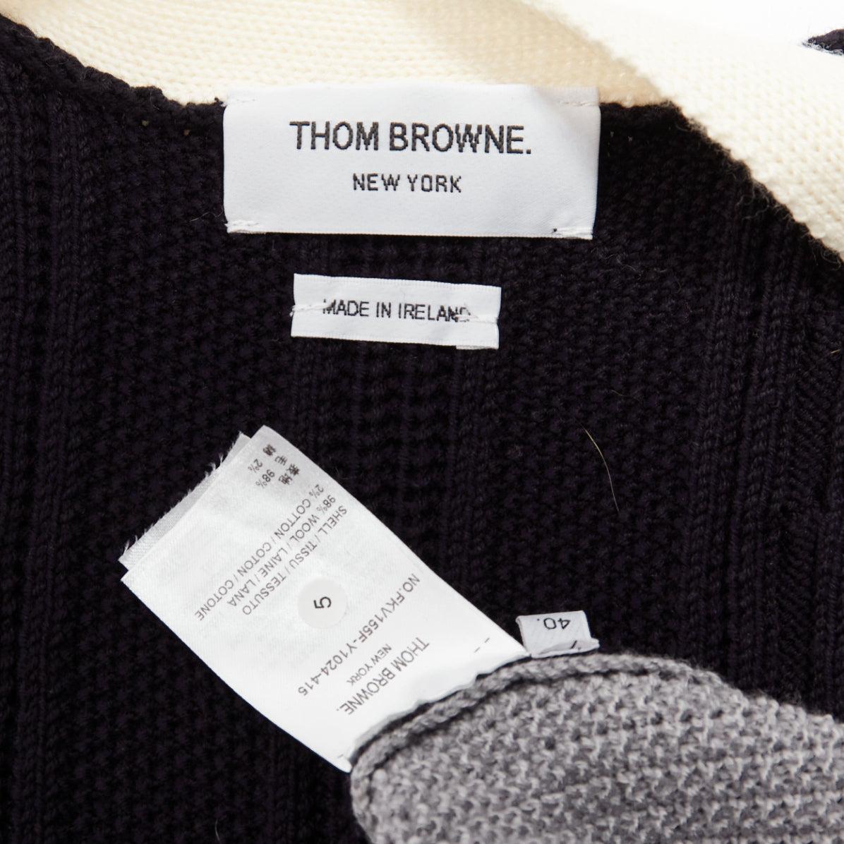 THOM BROWNE fun mix irish cable merino wool elongated vest IT40 S For Sale 5