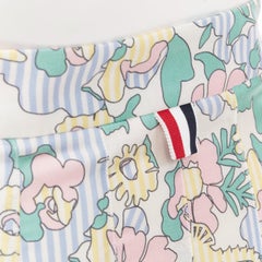 Falda midi de seda de Thom Browne con estampado floral marino en verde, rosa y amarillo, talla IT36, XXS