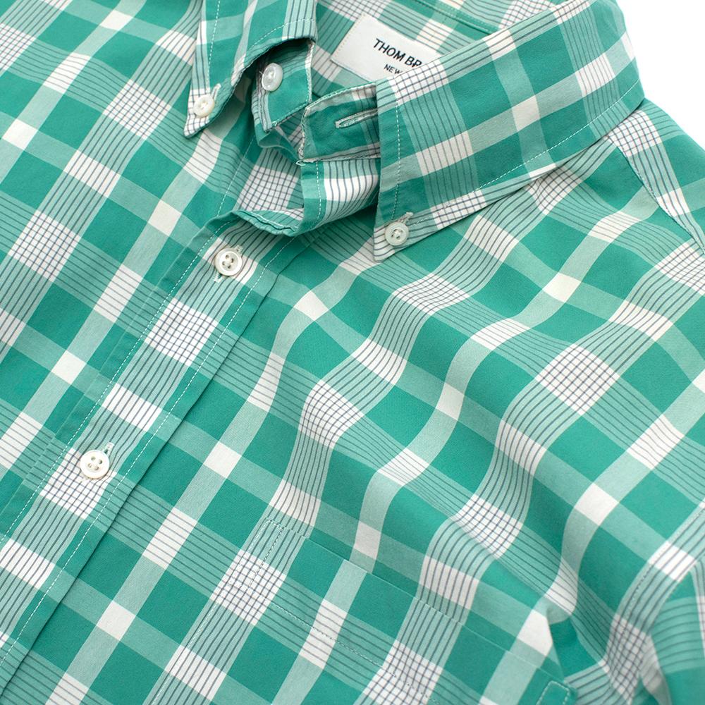 Blue Thom Browne Green & White Checked Cotton Shirt - Size Large - Size 3 For Sale