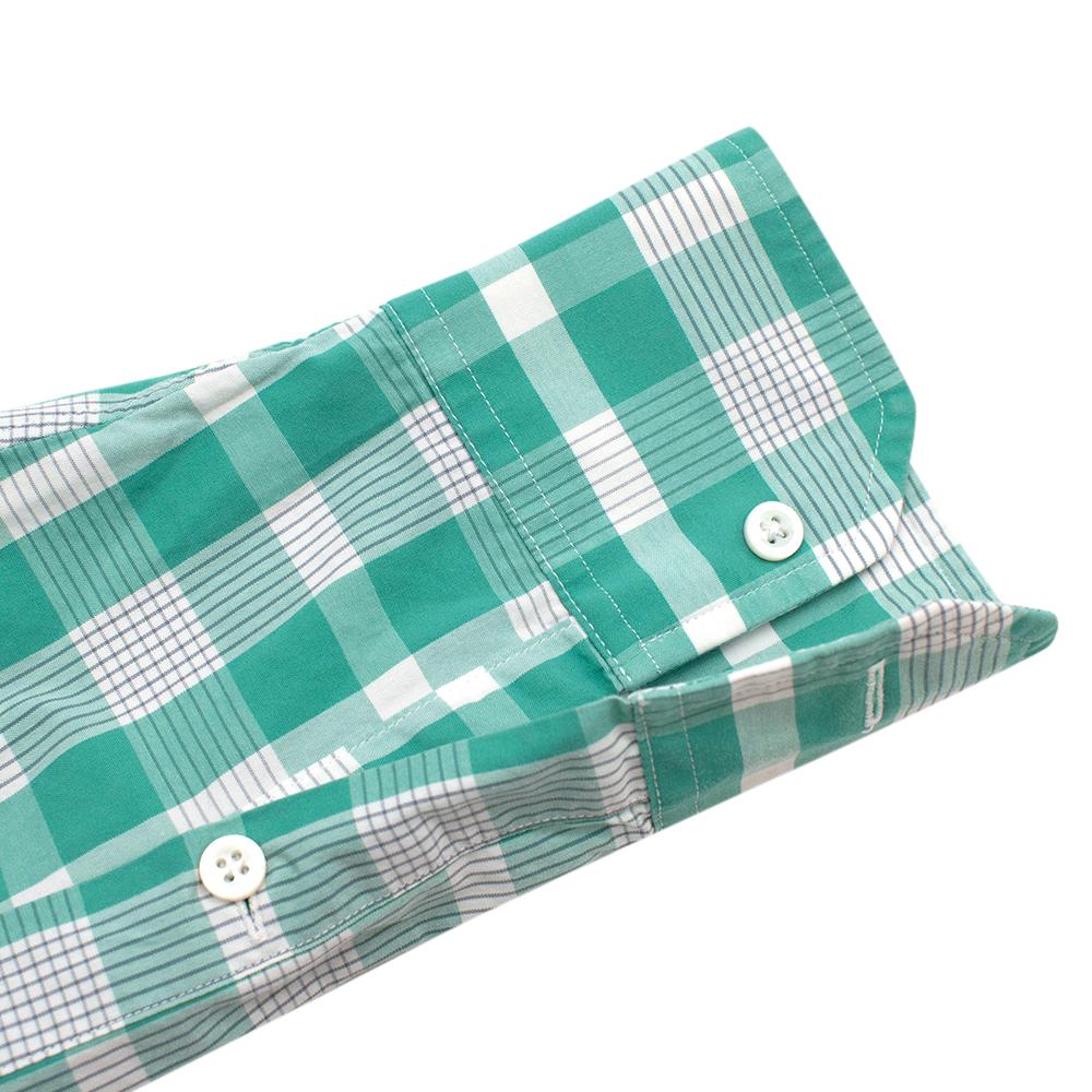 Thom Browne Green & White Checked Cotton Shirt - Size Large - Size 3 In New Condition For Sale In London, GB