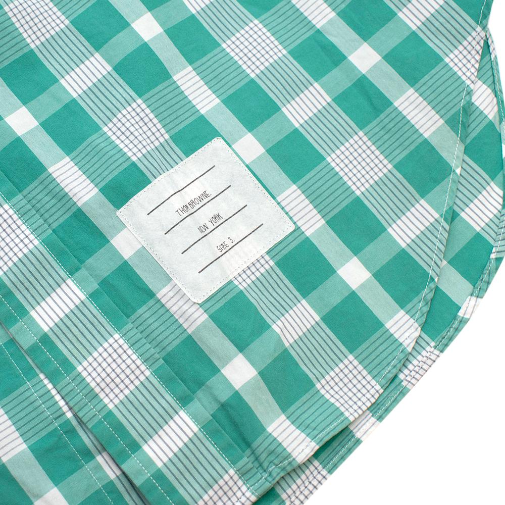 Men's Thom Browne Green & White Checked Cotton Shirt - Size Large - Size 3 For Sale