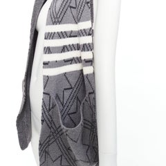 THOM BROWNE écharpe longue à rayures graphiques noires et grises avec 4 barres