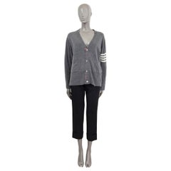 THOM BROWNE Grauer Kaschmirpullover mit 4BAR-Strickmuster