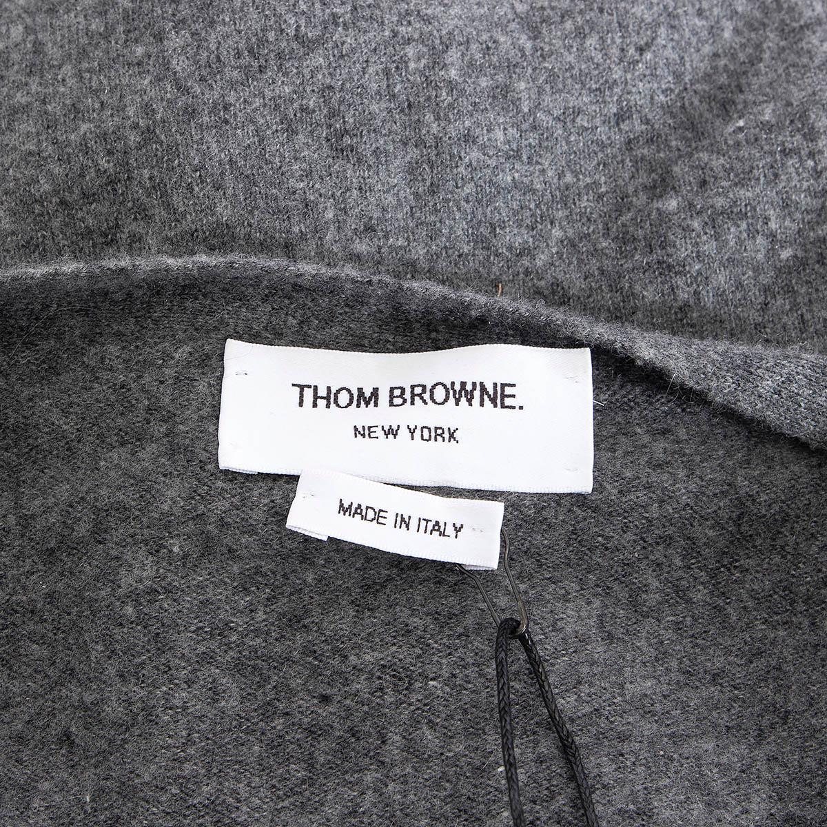 THOM BROWNE grey cashmere 4-BAR Cardigan Sweater 3 M For Sale 1