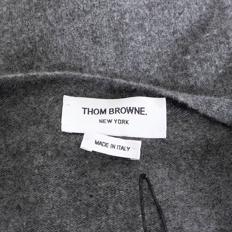 THOM BROWNE grey cashmere 4-BAR Cardigan Sweater 3 M For Sale 3