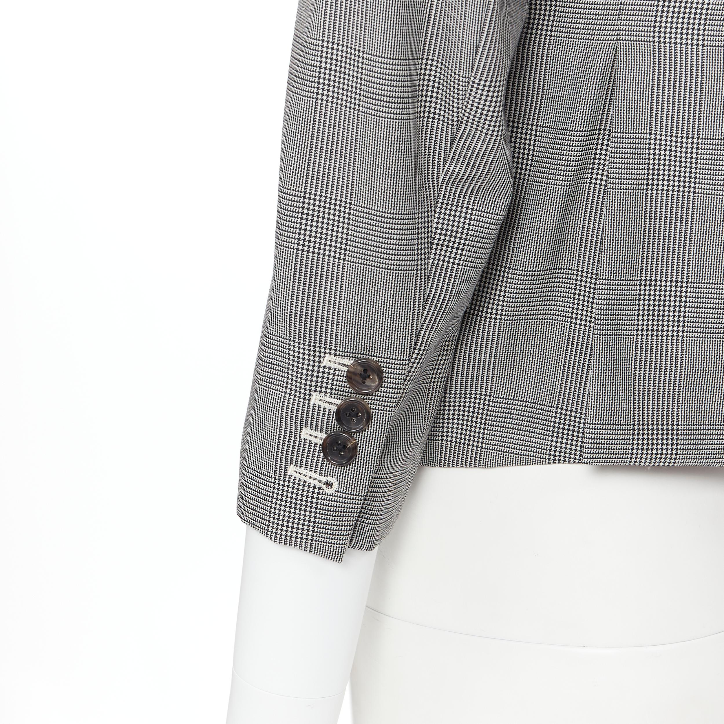 THOM BROWNE grey herringbone check wool short blazer jacket JP1 XS 2