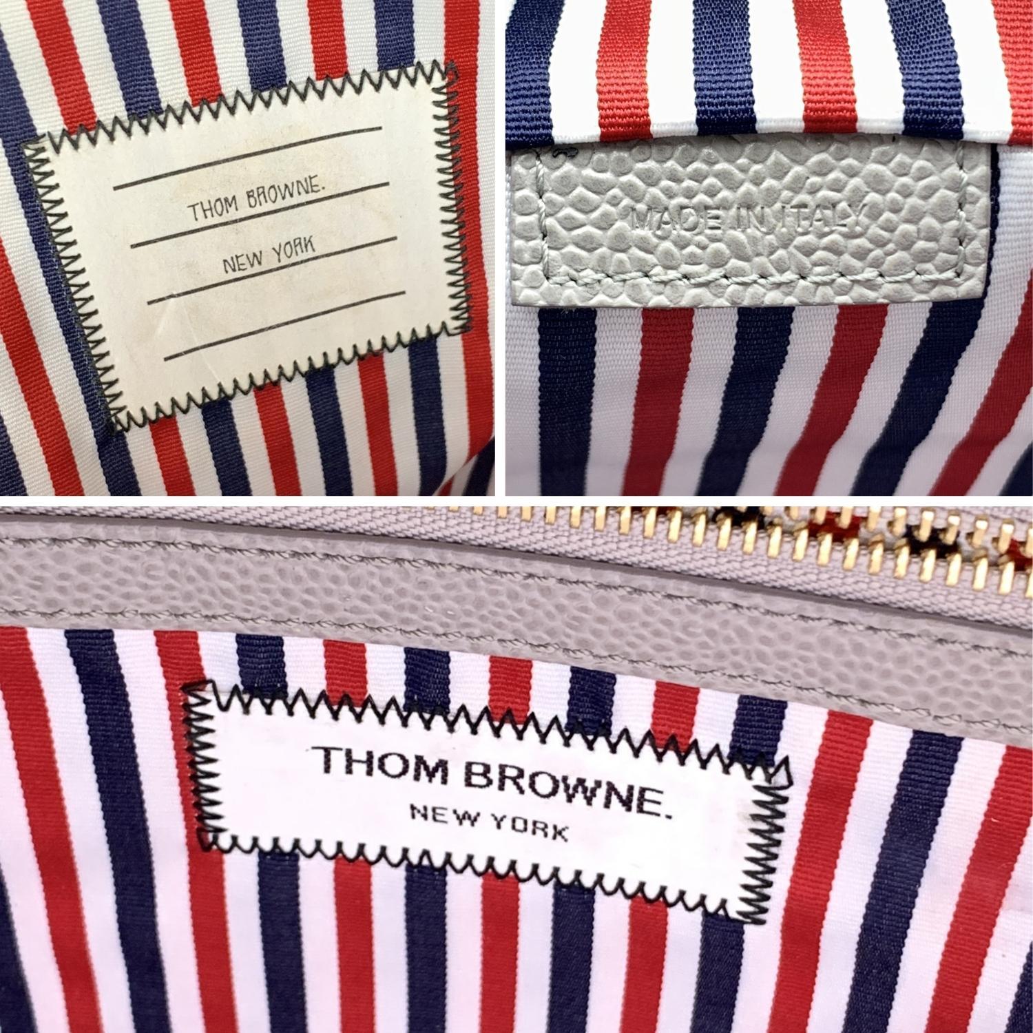 Thom Browne Grey Pebble Grain Leather Classic Rucksack Tasche für Damen oder Herren