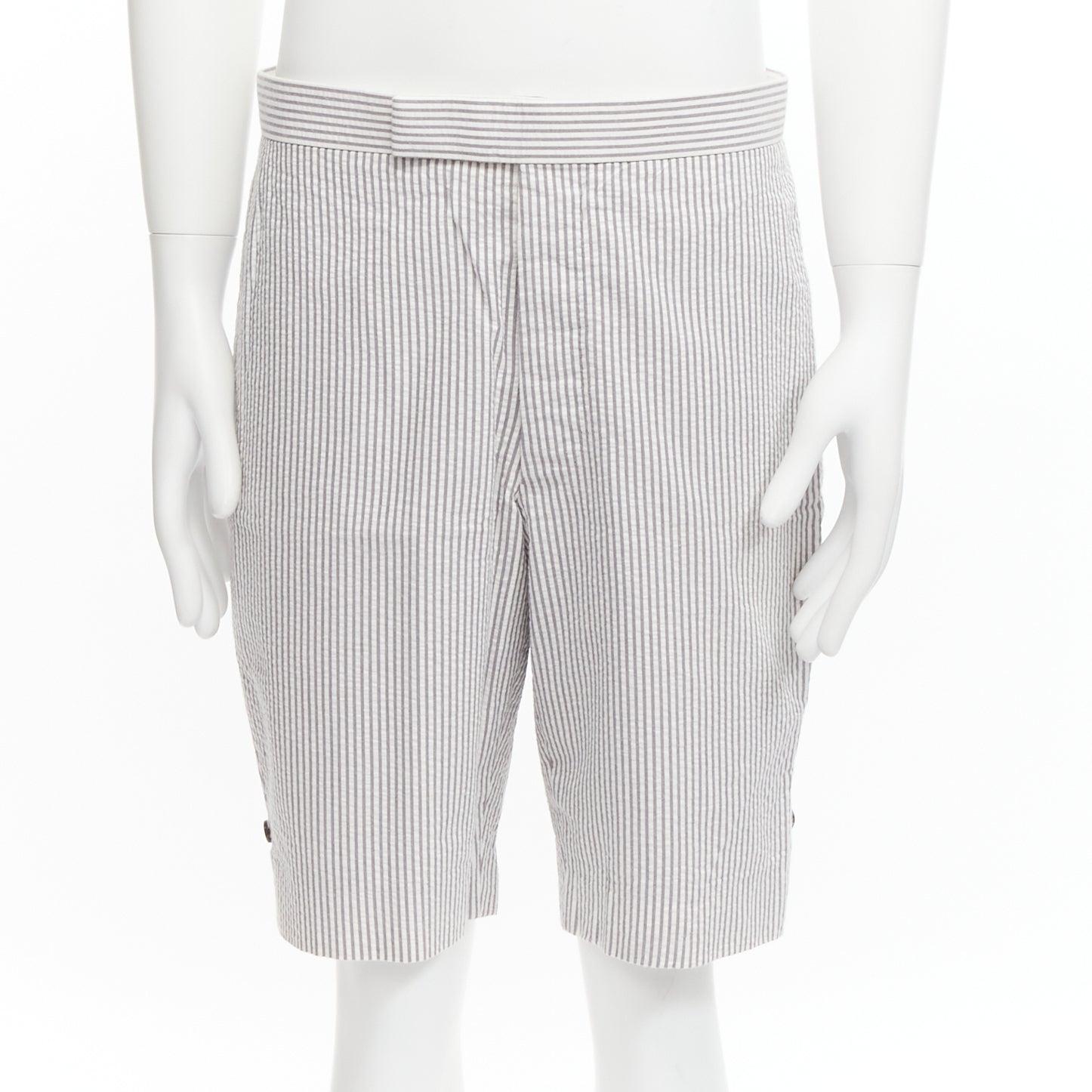 THOM BROWNE grey white striped seersucker blazer jacket shorts suit Sz. 3 L For Sale 5
