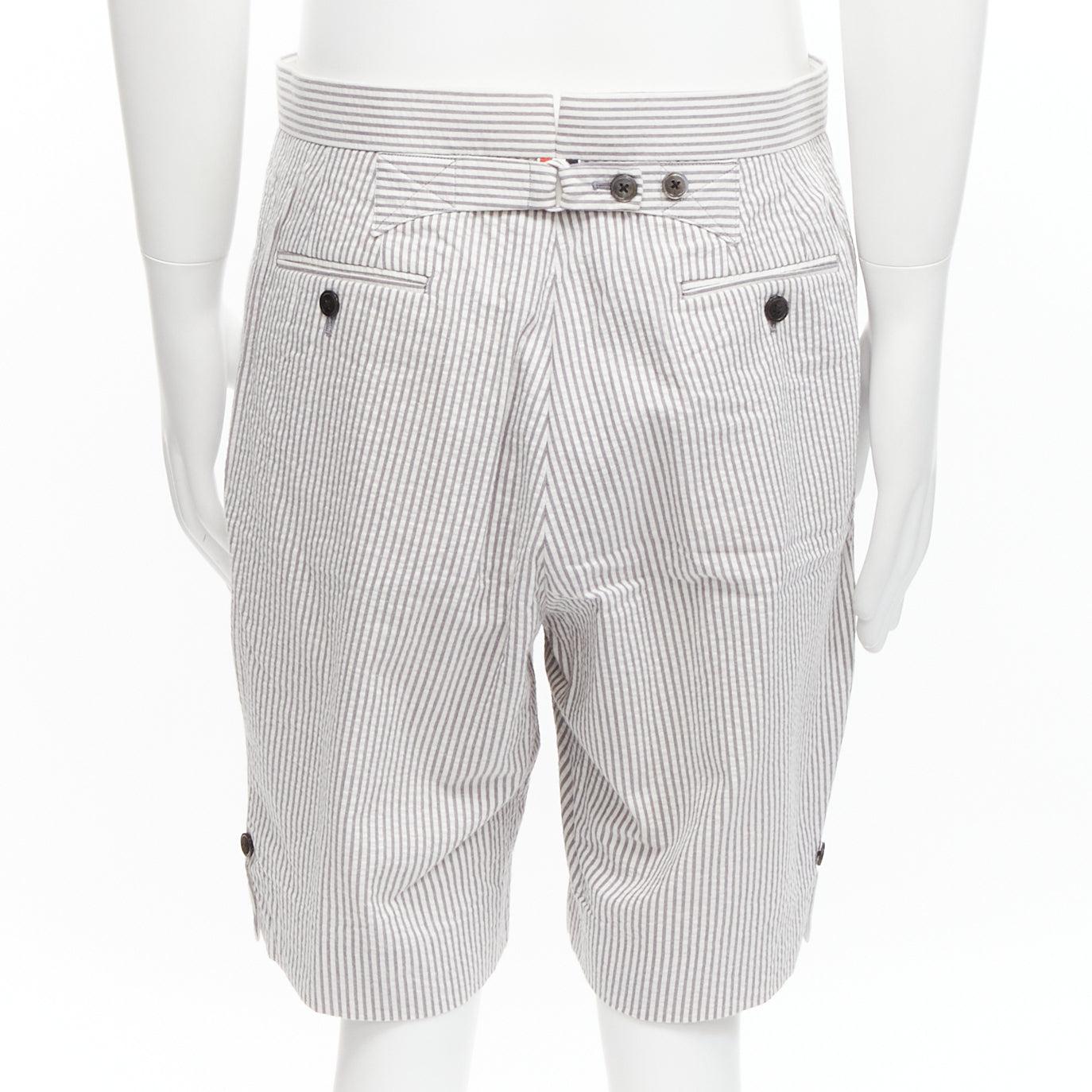 THOM BROWNE grey white striped seersucker blazer jacket shorts suit Sz. 3 L For Sale 6