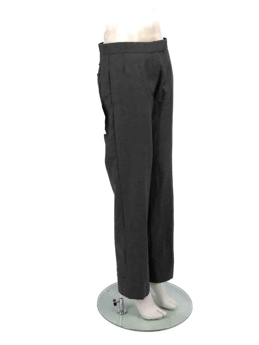 CONDITION is Very good. Hardly any visible wear to trousers is evident on this used Thom Browne designer resale item.
 
 
 
 Details
 
 
 Grey
 
 Wool
 
 Trousers
 
 Straight leg
 
 High rise
 
 Side stripe detail
 
 2x Side pockets
 
 2x Back