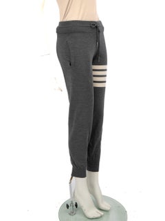 Thom Browne Grey Wool Striped Slim Joggers Size S