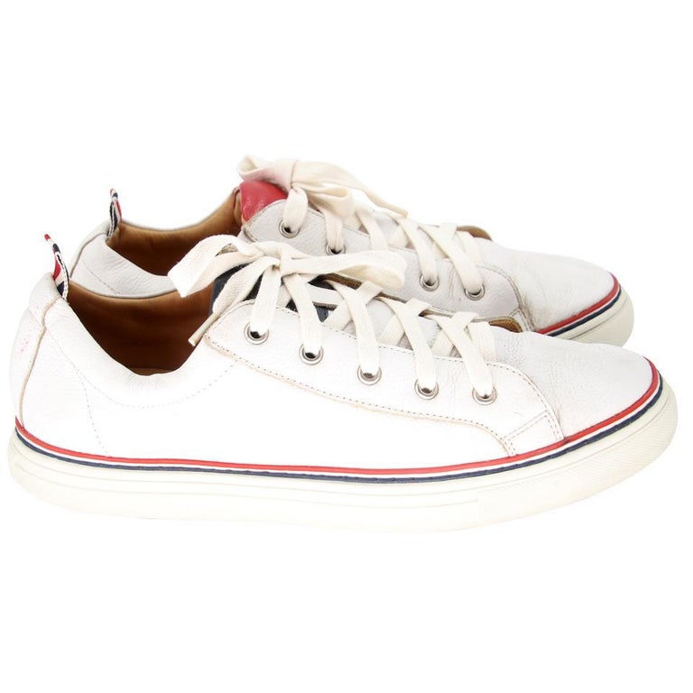 Thom Browne Low Top 42 White Mens Trainers TB-0921N-0007 For Sale at 1stDibs