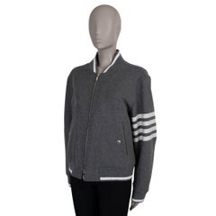 THOM BROWNE medium brown wool FLANNEL BOMBER Jacket 3 L