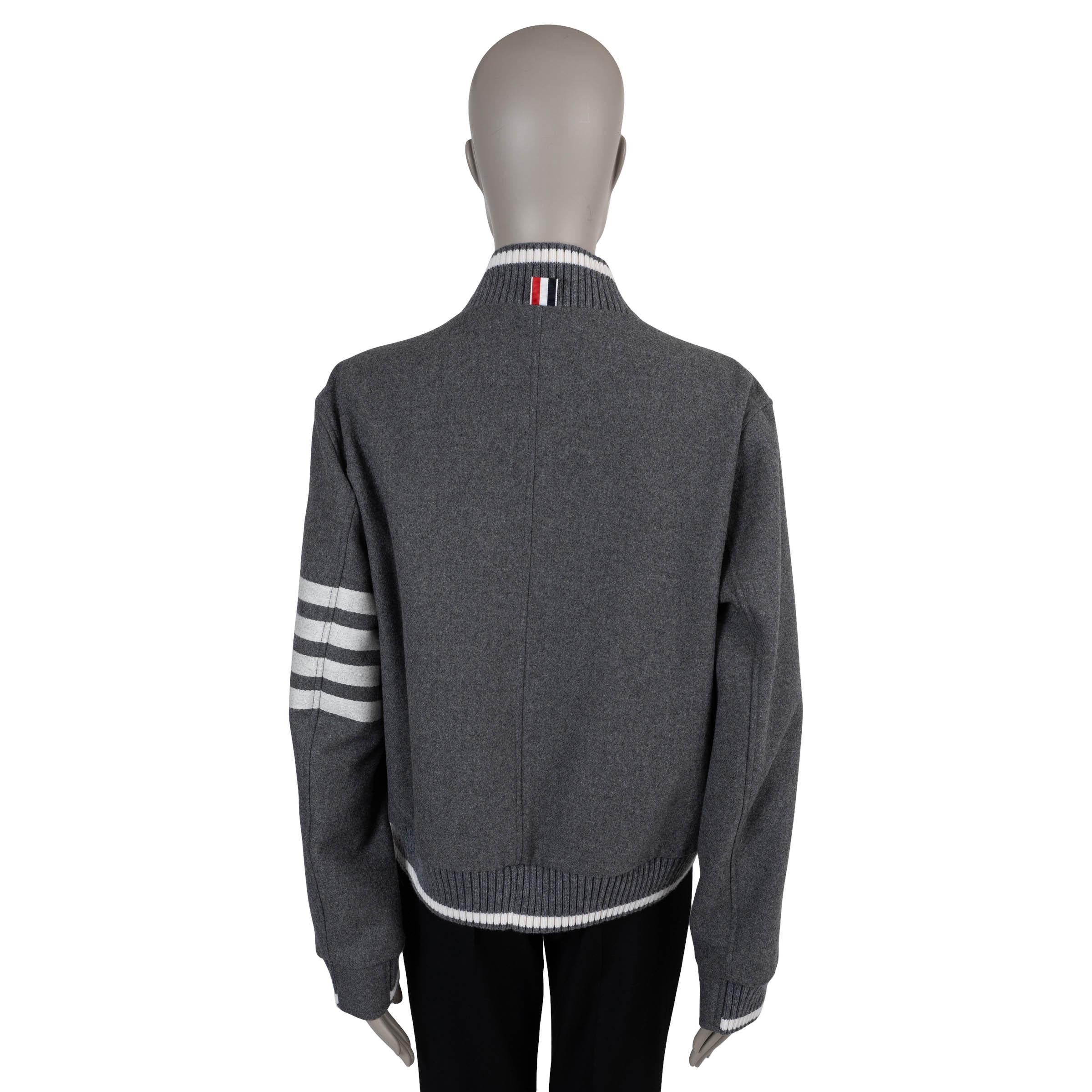 Nero THOM BROWNE medium brown wool FLANNEL BOMBER Jacket 3 L in vendita