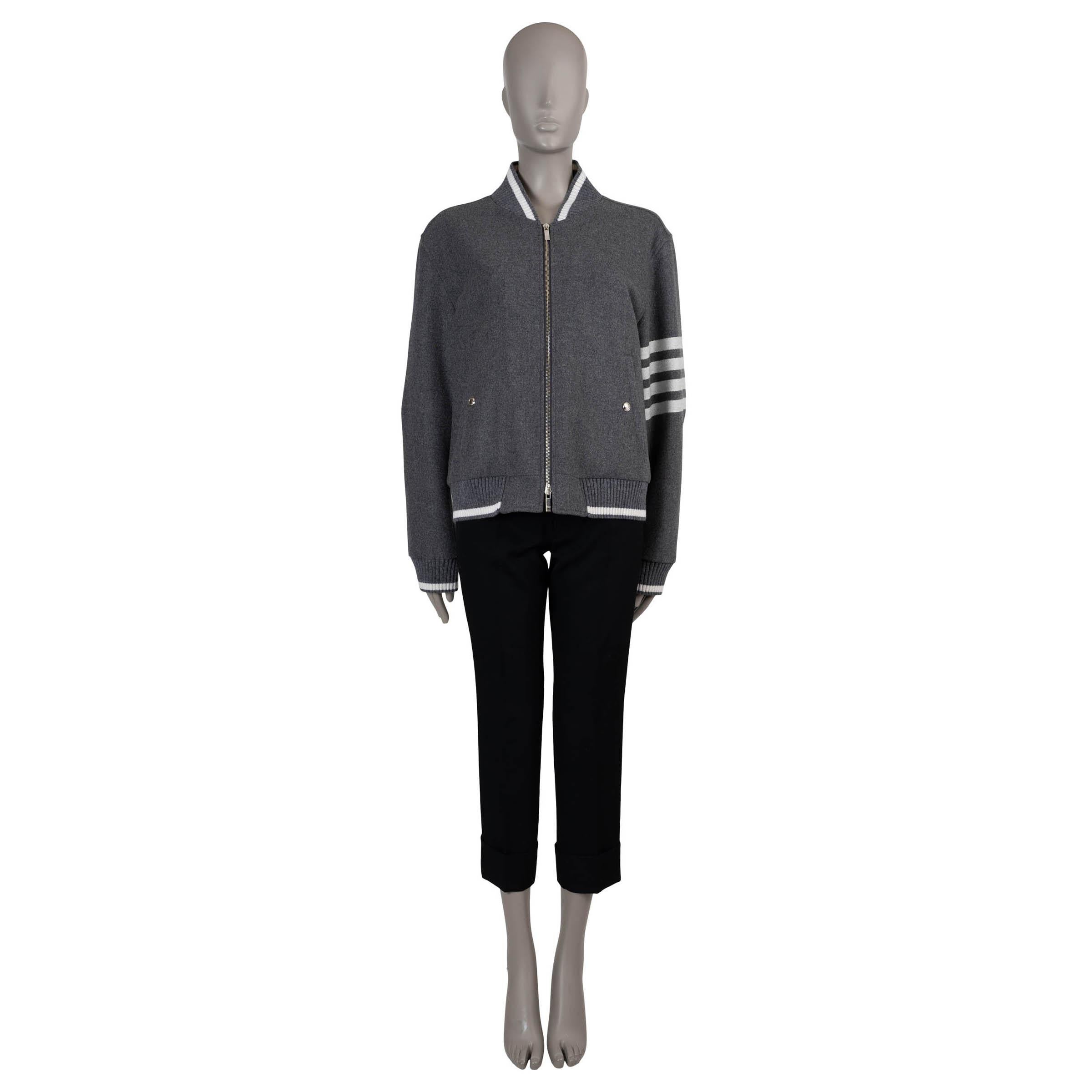 THOM BROWNE medium brown wool FLANNEL BOMBER Jacket 3 L In condizioni ottime in vendita a Zürich, CH