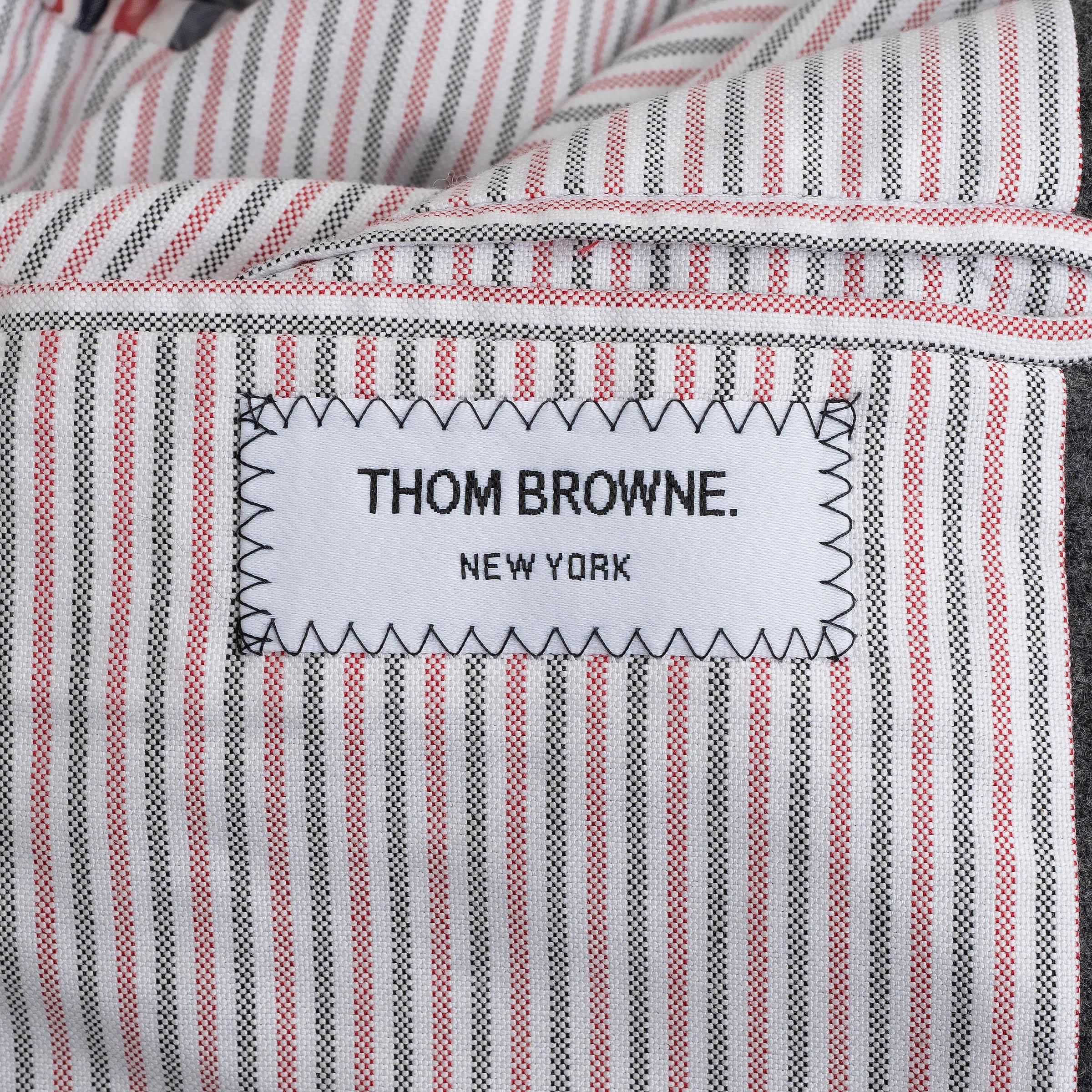 THOM BROWNE medium brown wool FLANNEL BOMBER Jacket 3 L in vendita 2