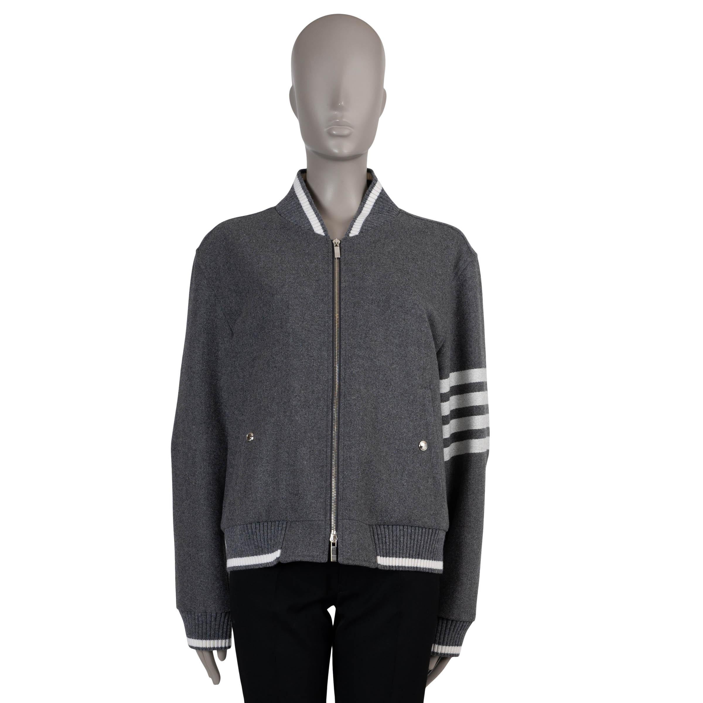 THOM BROWNE medium brown wool FLANNEL BOMBER Jacket 3 L