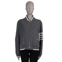 THOM BROWNE medium brown wool FLANNEL BOMBER Jacket 3 L