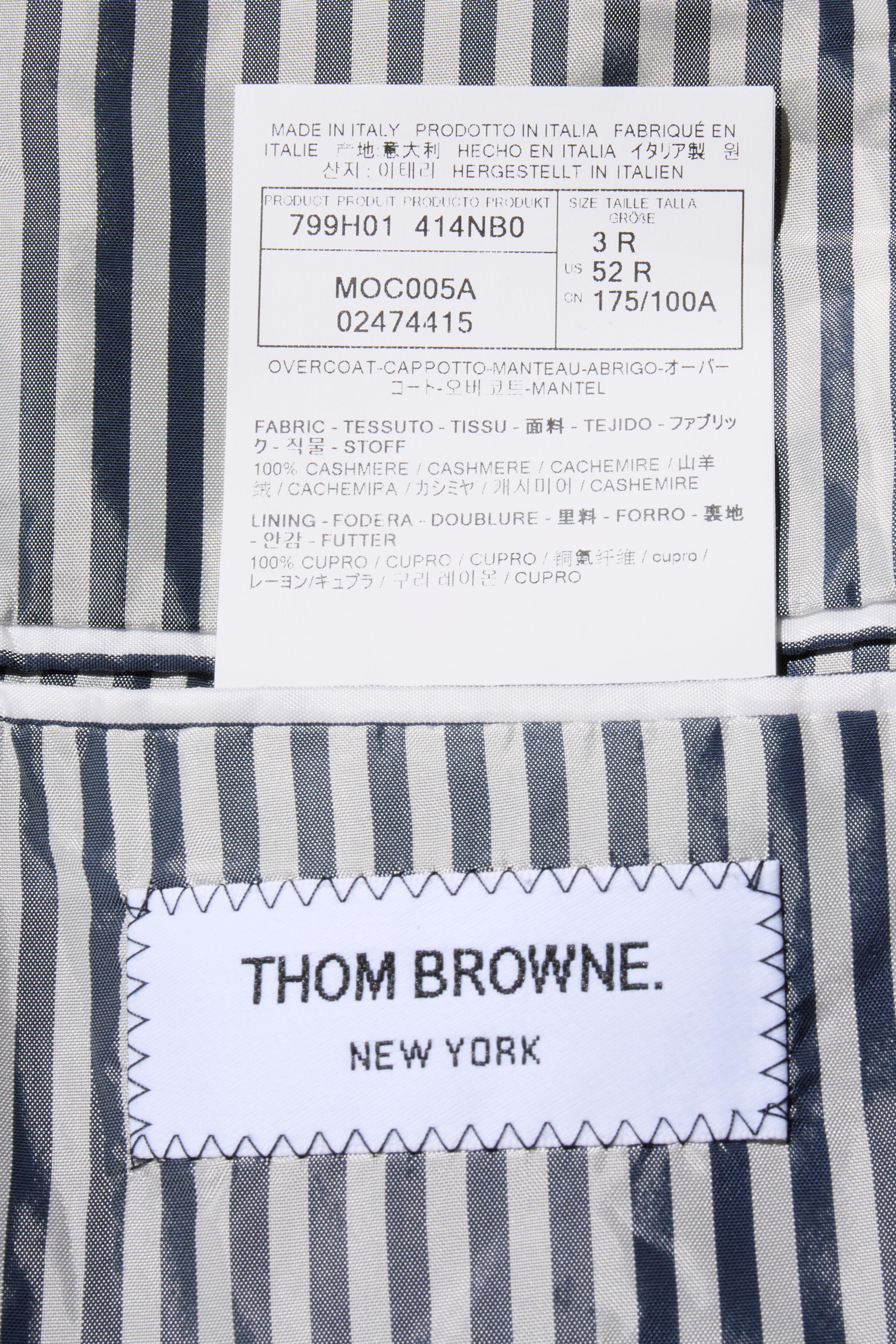 Giacca lunga Thom Browne Uomo Navy 100% Cashmere Sartoria Italiana 3R / 52R in vendita 3