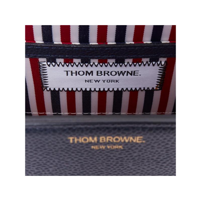 THOM BROWNE Mini Mrs Thom red white navy calfskin stripe detail top handle bag en vente 5