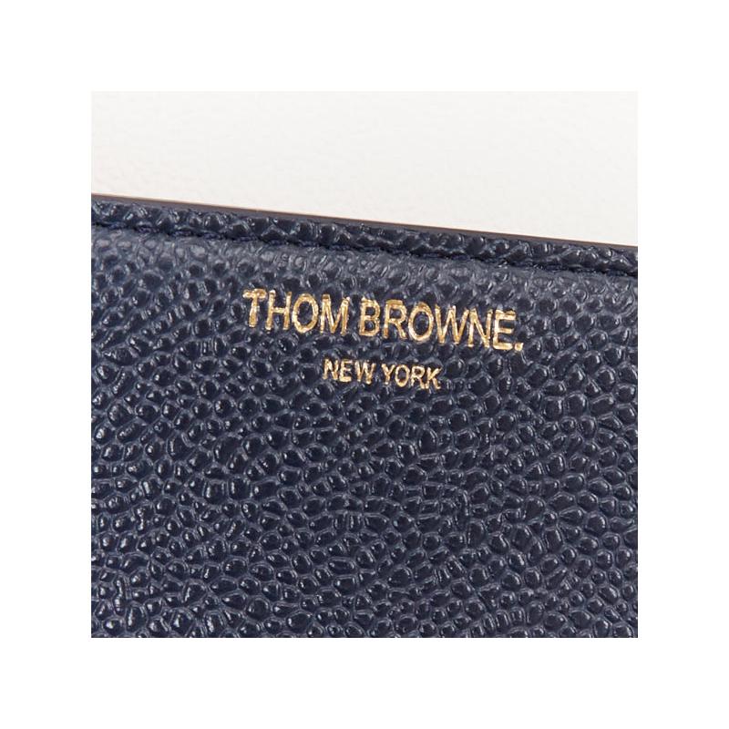 THOM BROWNE Mini Mrs Thom red white navy calfskin stripe detail top handle bag en vente 6