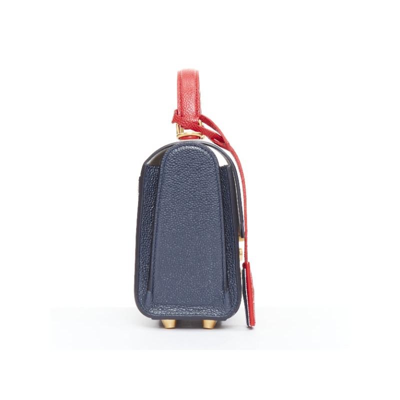 THOM BROWNE Mini Mrs Thom red white navy calfskin stripe detail top handle bag Bon état - En vente à Hong Kong, NT