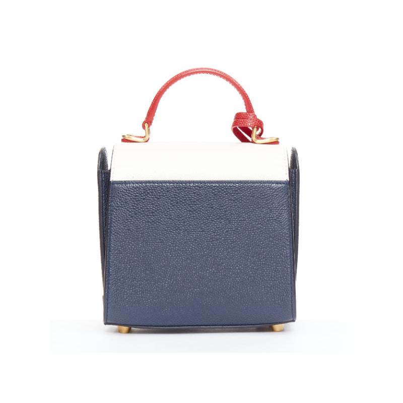 THOM BROWNE Mini Mrs Thom red white navy calfskin stripe detail top handle bag Pour femmes en vente