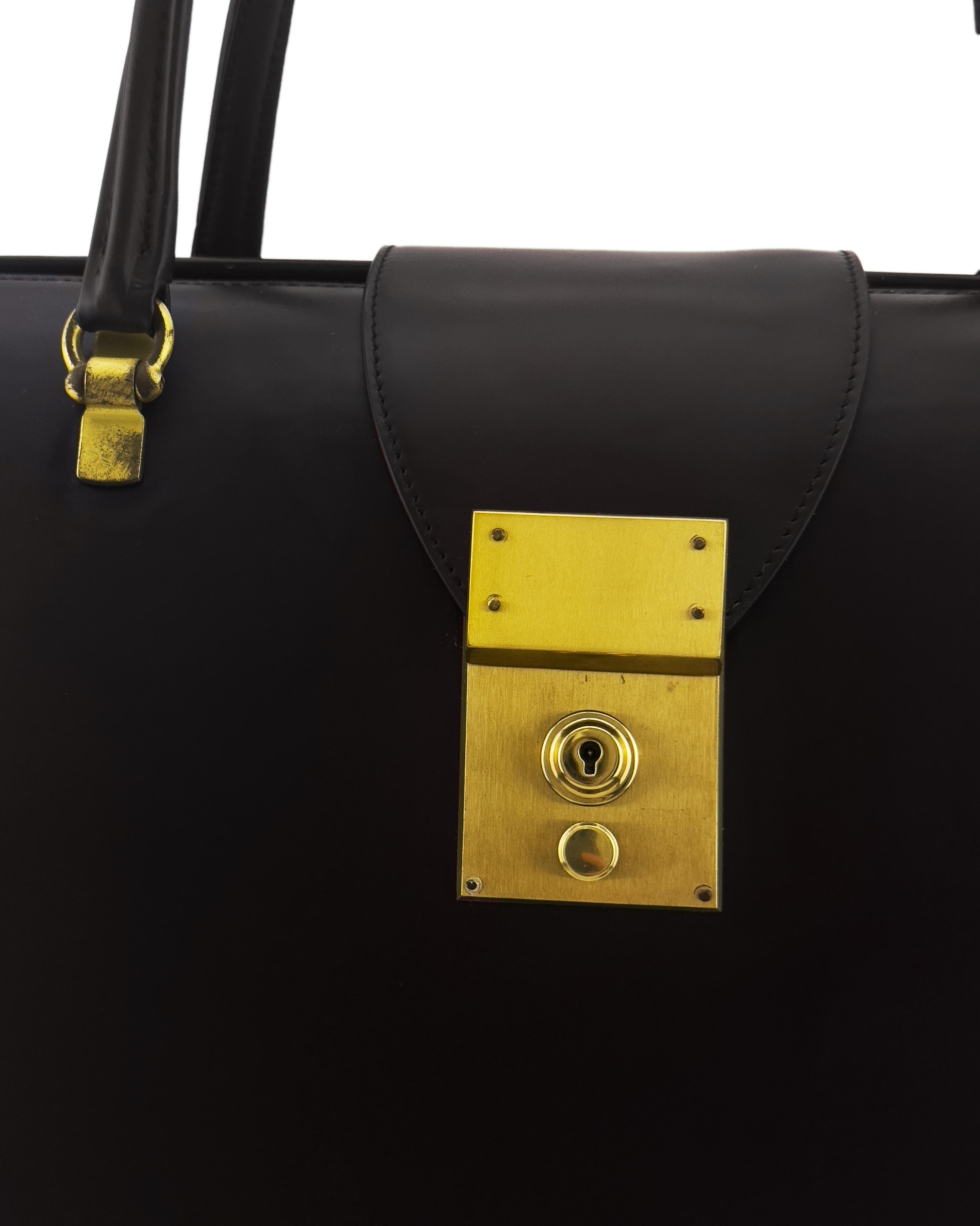 Thom Browne 'Mr. Thom' Brown Leather Doctor Bag Style Briefcase For Sale 1