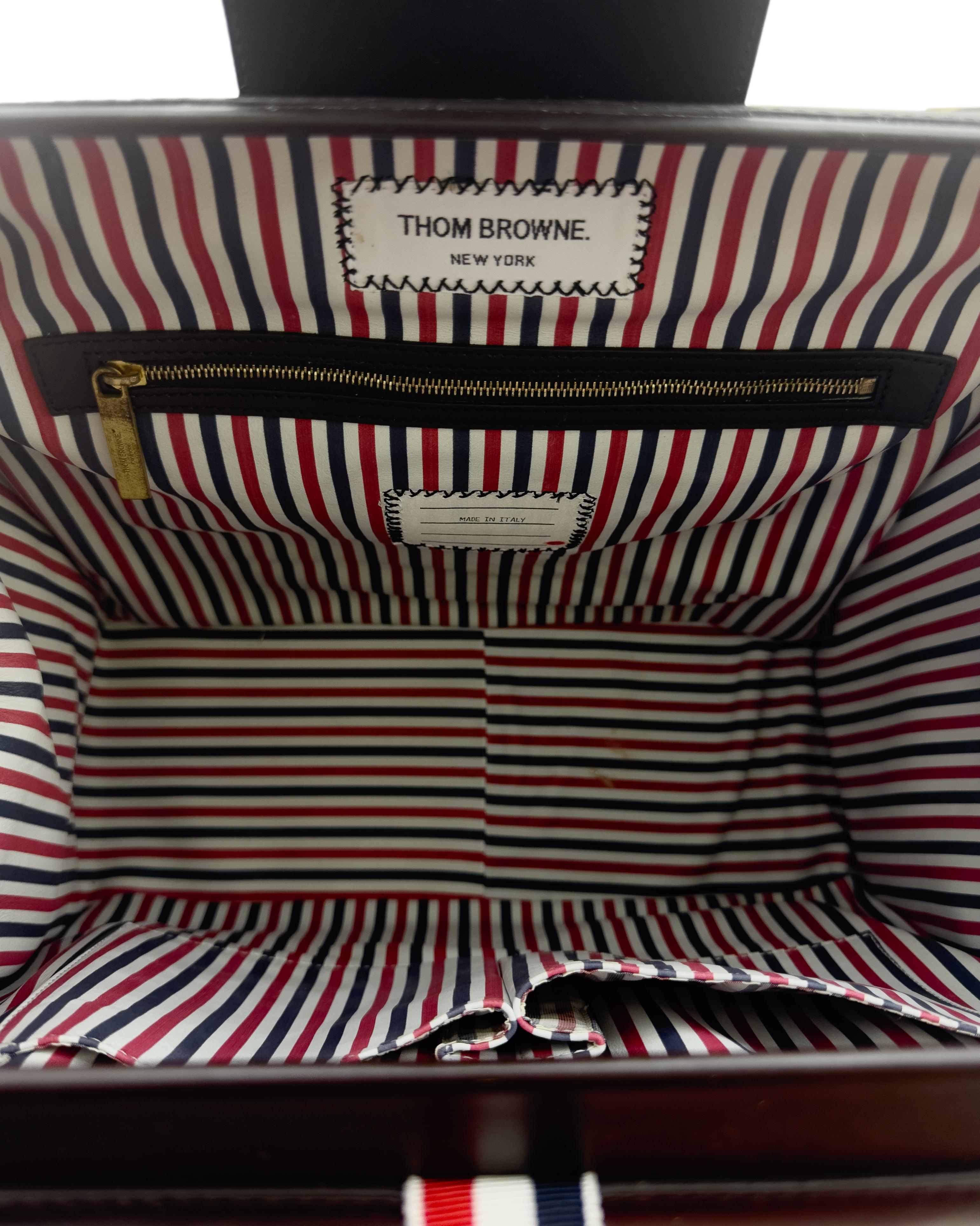 Thom Browne 'Mr. Thom' Brown Leather Doctor Bag Style Briefcase For Sale 3