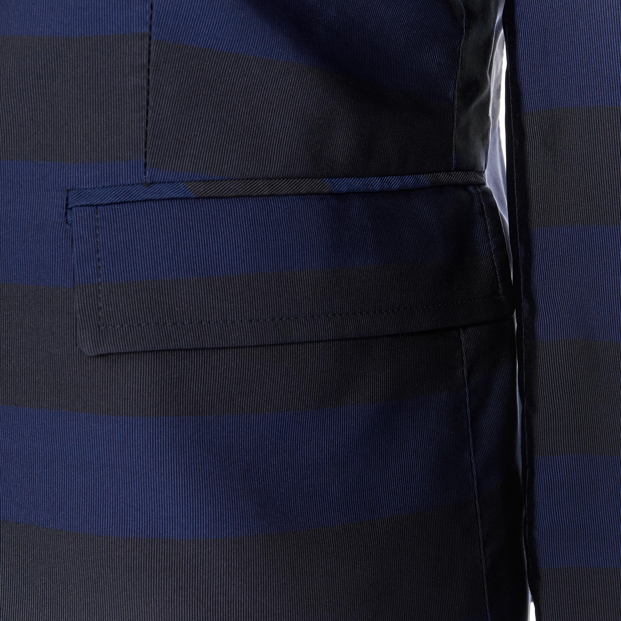 THOM BROWNE navy blue black stripe silk cotton 3-button fitted blazer jacket XS 3