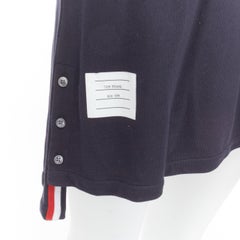 THOM BROWNE vestido de polo de piqué a rayas azul marino IT36 XXS