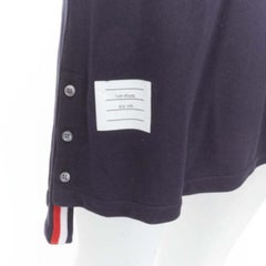 THOM BROWNE - Robe polo bleu marine à rayures signature en toile piquée IT36 XXS