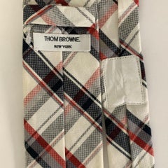 THOM BROWNE Marineblau-Weiß-Rot karierte Krawatte