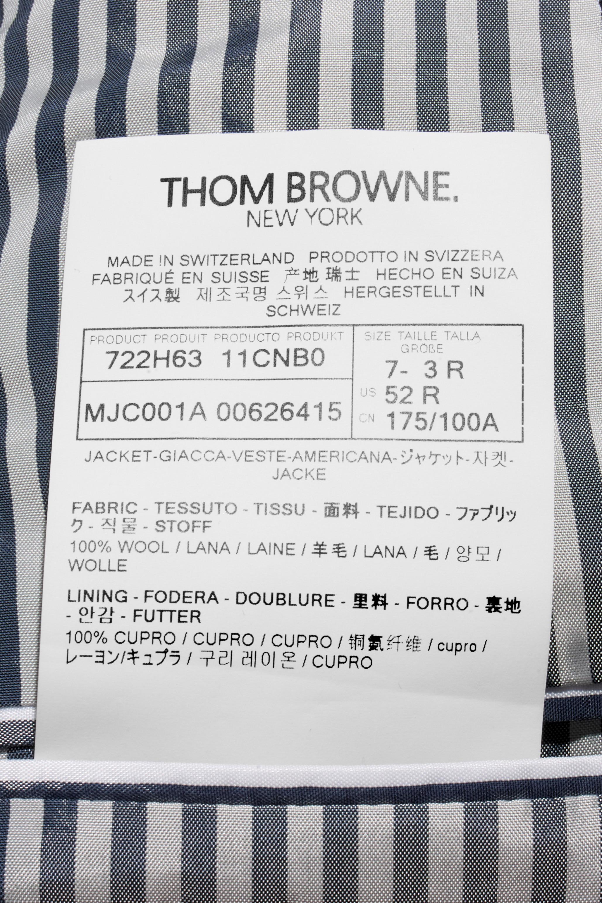 Thom Browne Navy Wool Blazer Size 52R (US 42R) For Sale 6