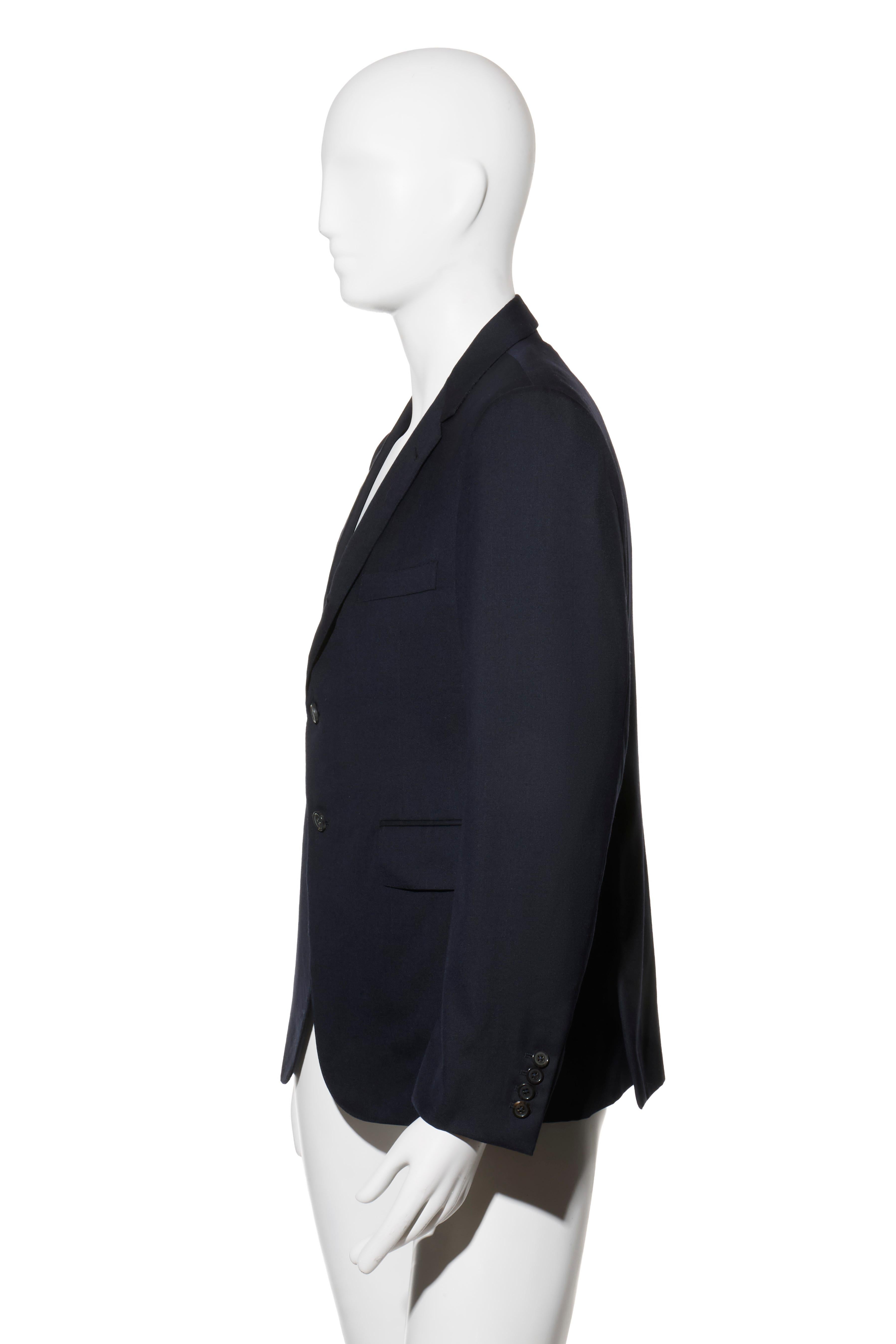 Black Thom Browne Navy Wool Blazer Size 52R (US 42R) For Sale