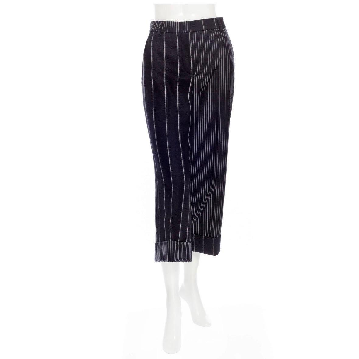 Thom Browne Navy Wool Pinstriped Jacket and Pants Suit For Sale 2