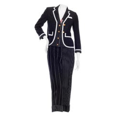 Thom Browne Navy Wool Pinstriped Jacket and Pants Suit