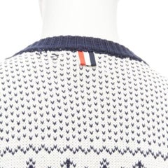 THOM BROWNE intarsio di polipi nautici in bianco e nero maglione con maniche a vento SZ.3 L.