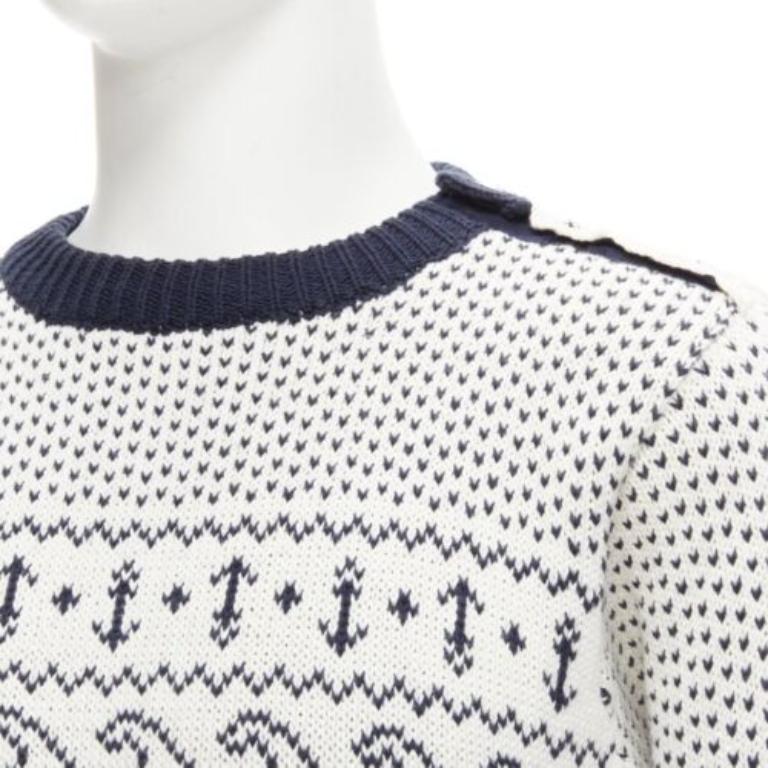 THOM BROWNE intarsia octopus marine blanc cassé  Pull à bretelles SZ.3 L en vente 2