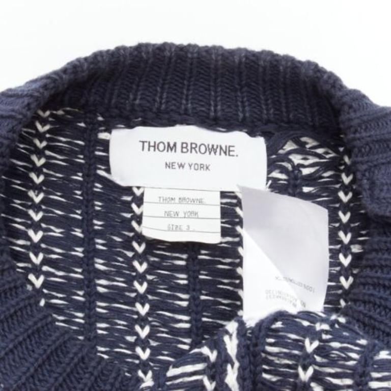 THOM BROWNE intarsia octopus marine blanc cassé  Pull à bretelles SZ.3 L en vente 3