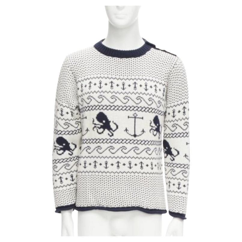 THOM BROWNE intarsia octopus marine blanc cassé  Pull à bretelles SZ.3 L en vente