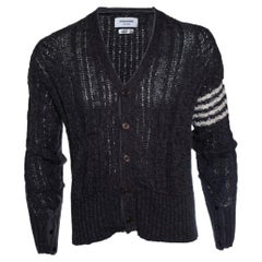 Thom Browne, cardigan a maglia larga grigio