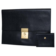 Thom Browne, bolso de mano de piel granulada con cartera