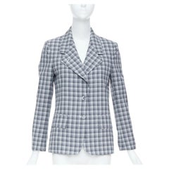 Chaqueta blazer de sastrería de THOM BROWNE, de lana a cuadros multicolor con forro de seda, talla IT40 S