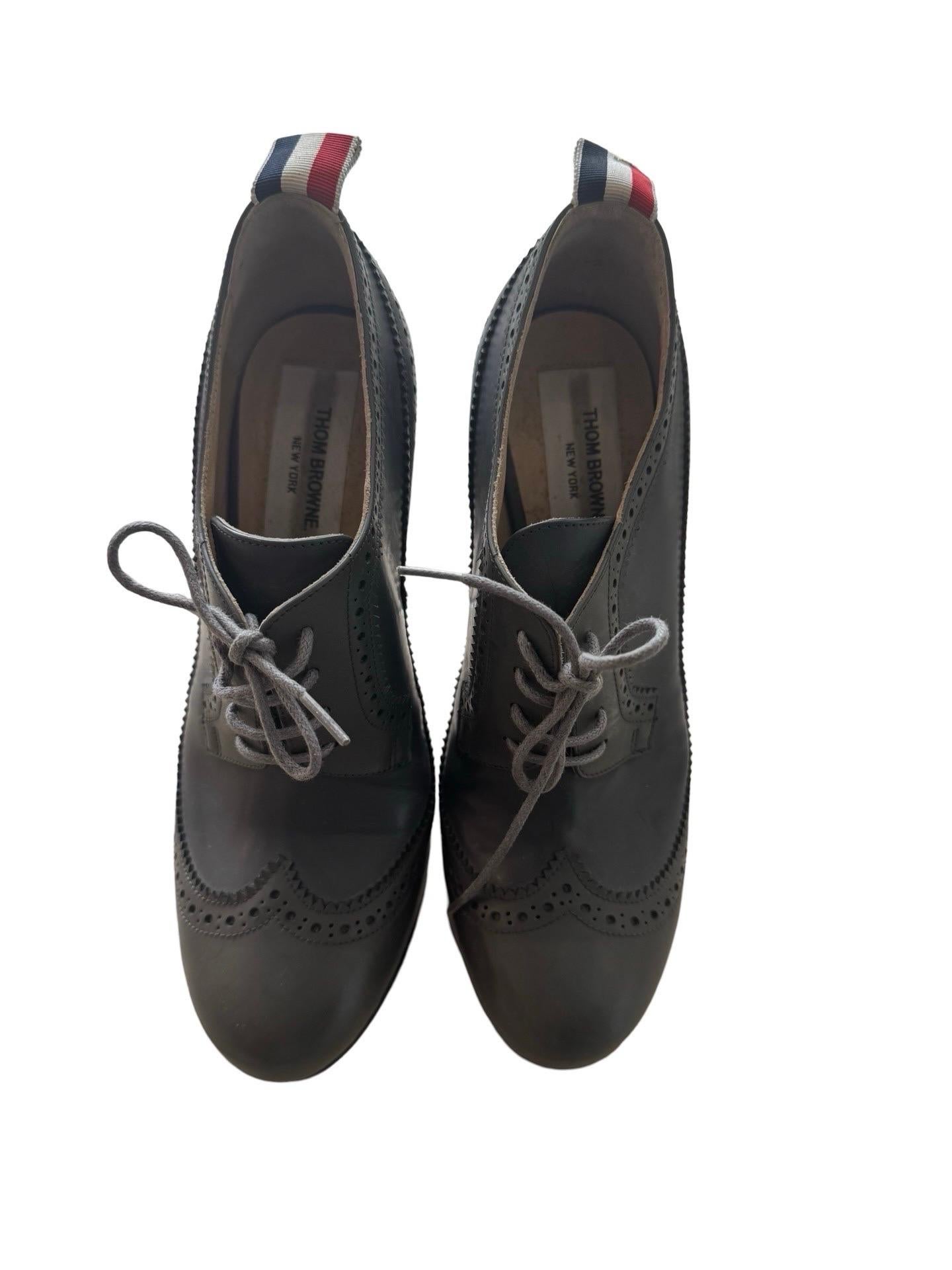 Thom Browne Platform Grey Heel Loafers In Good Condition In Miami, FL